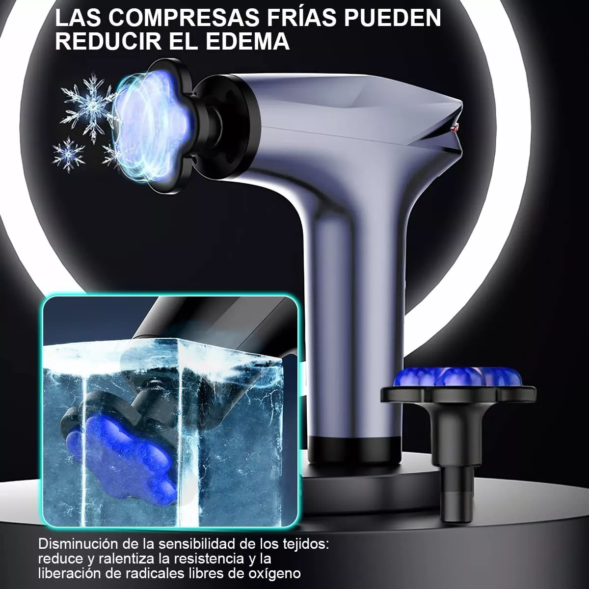 Pistola Masajeadora De Músculos 8 Velocidades Con 7 Cabeza Gris