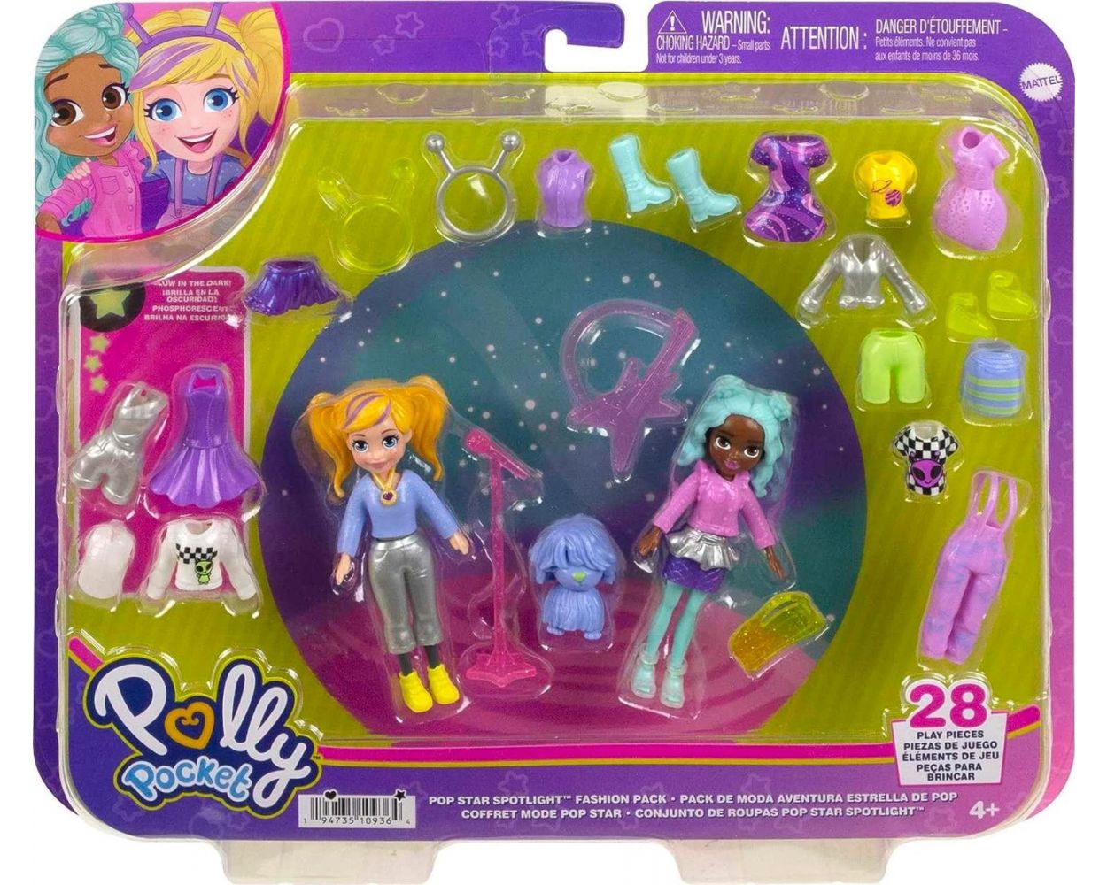  Polly Pocket Set de Juego Paquete de Moda Aventuras en el Espacio