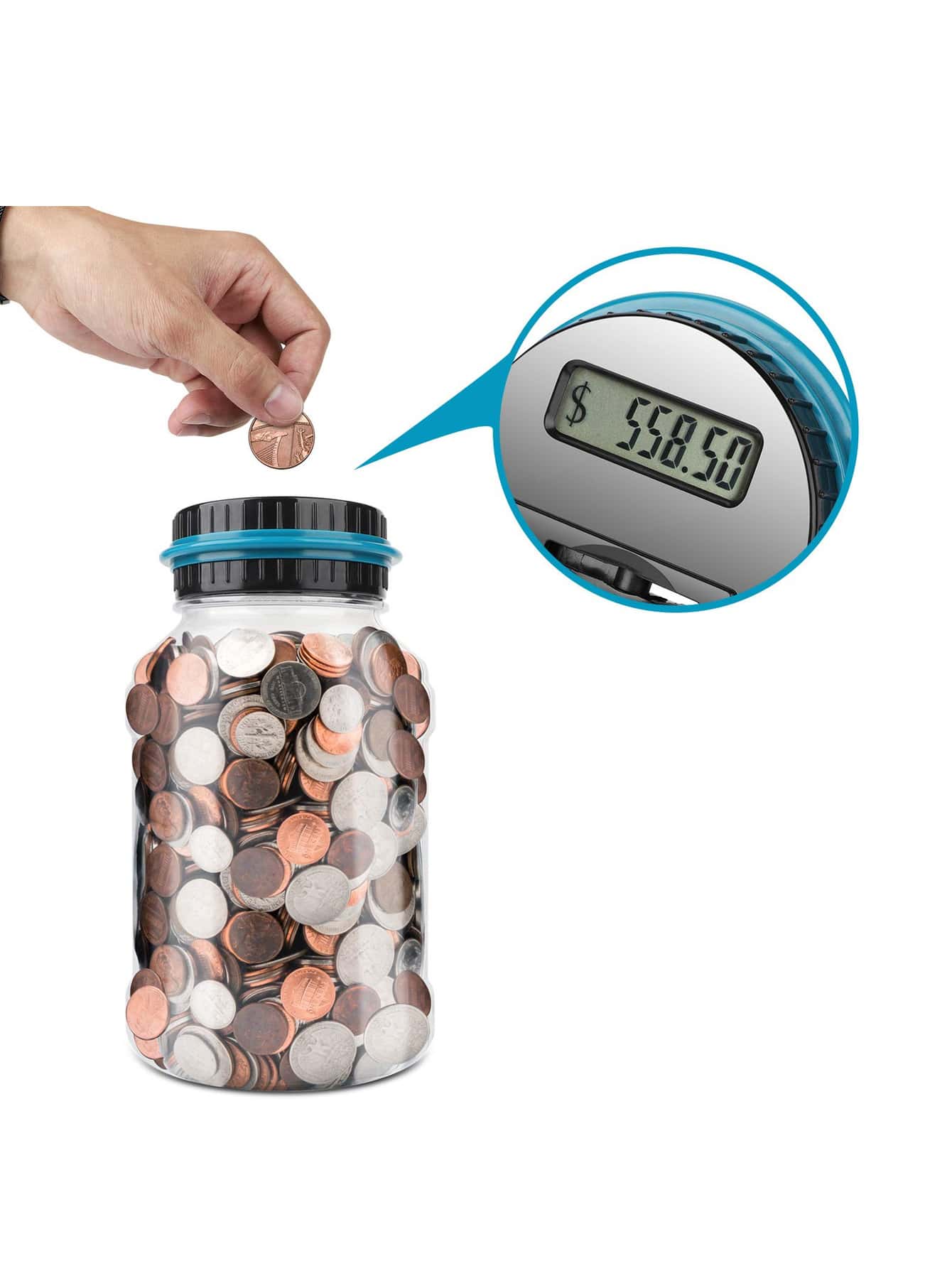 Alcancía electrónica con contador digital .