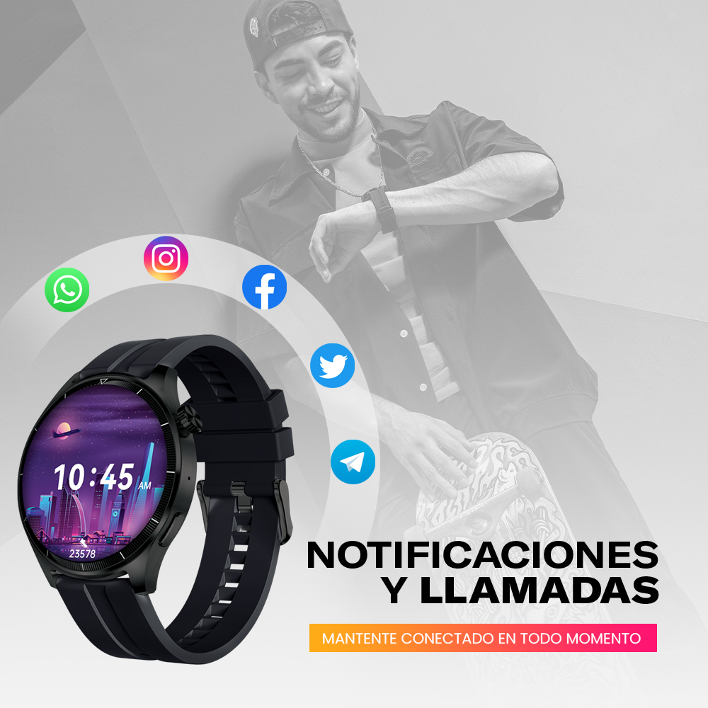 Smartwatch Kronos Evolution Stf Color Negro con carga inalámbrica