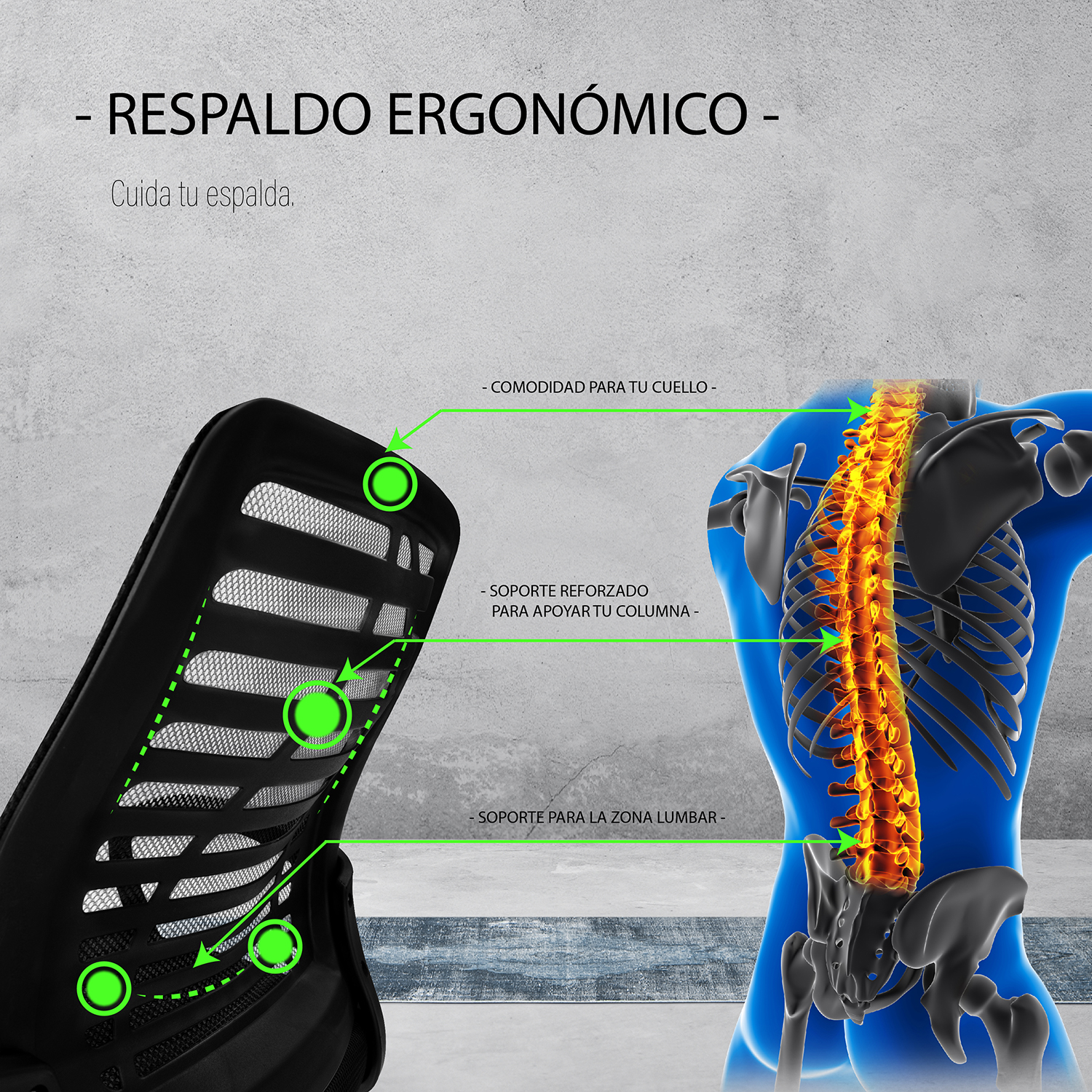 Silla giratoria para Oficina en Color Negro 