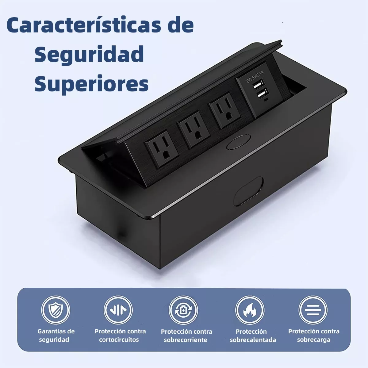 Enchufe Escritorio Embebido Placa De Contactos Y Usb Negro