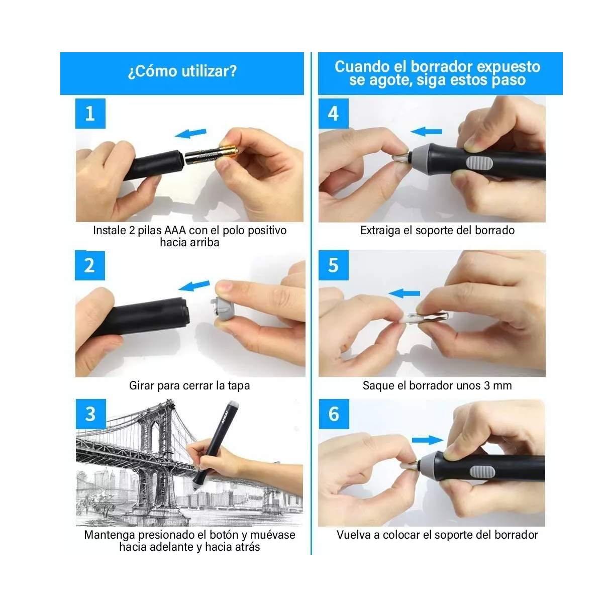 Borrador Electrico Dibujo De Lápiz Ajustable 230 Repuestos