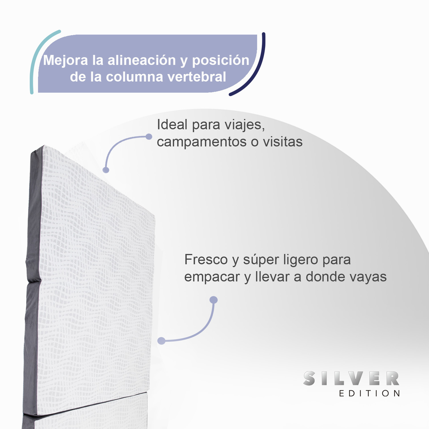 SILVER EDITION Colchoneta Plegable para Visitas o Acampar con Maleta Colchón para Invitados Plegable Blanco con Gris Para Una Persona .