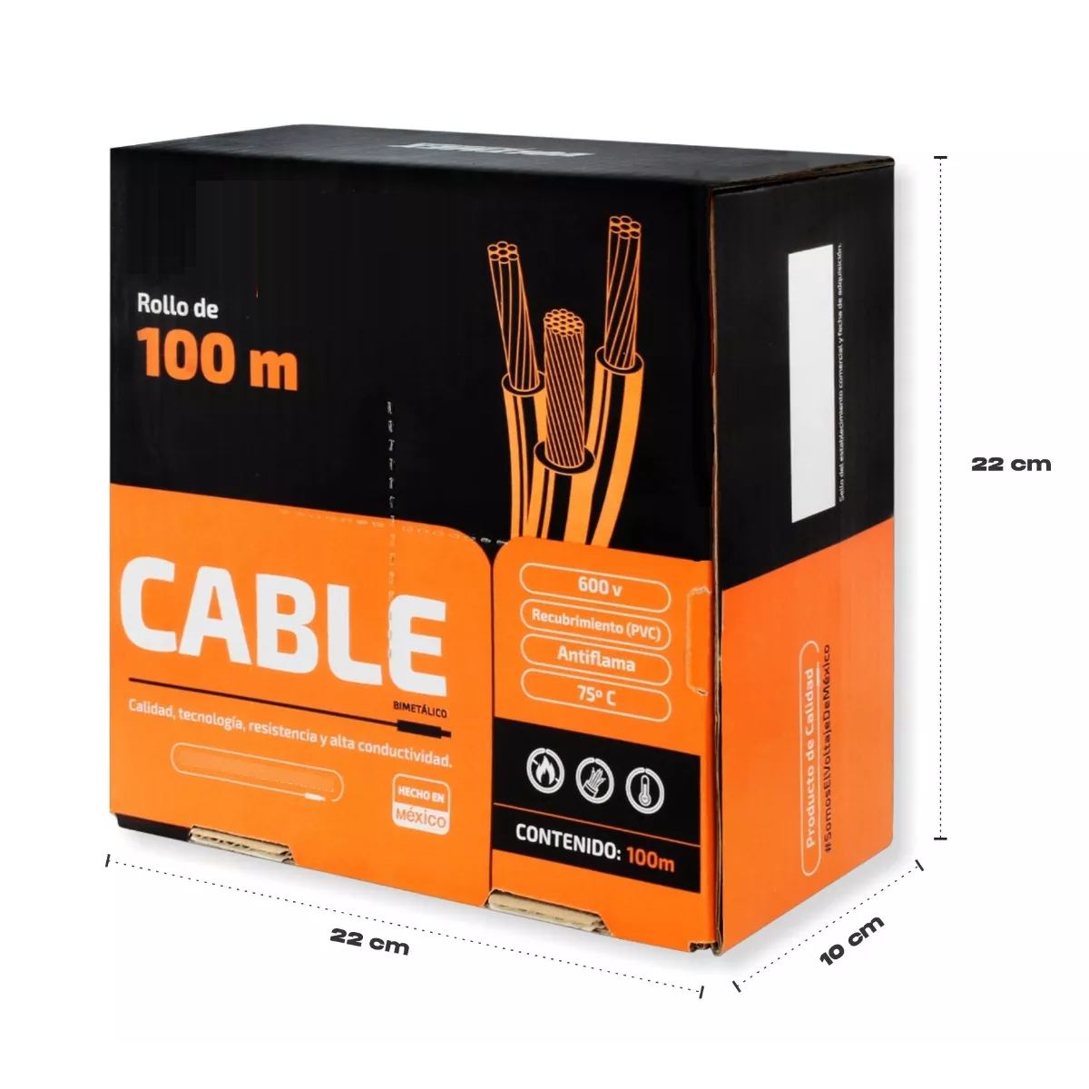 Set 4 Cajas Calibre 12 Blanco + Negro + Rojo + Verde 100 M C/u