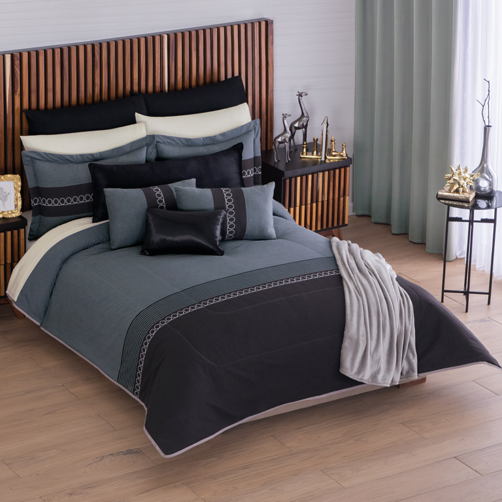 Funda Edredon Negro Lujo Juego De Funda De Edredón Y Almohada Montrose - Terciopelo Lujo Negro, Tamaño King Montrose Velvet Bedding