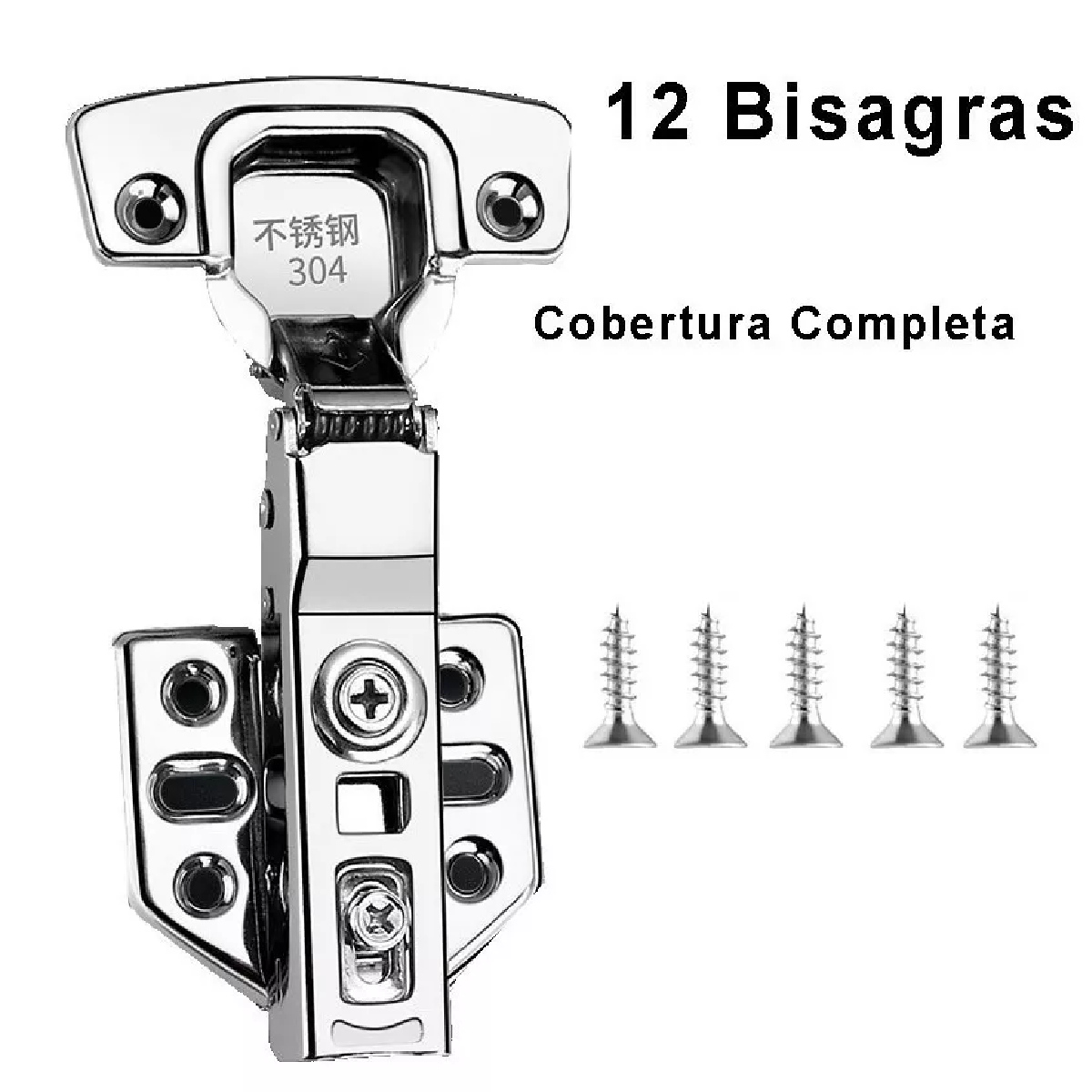 Juego 12 Bisagras Recta Cobertura Completa 6 Orificio Cierre Suave