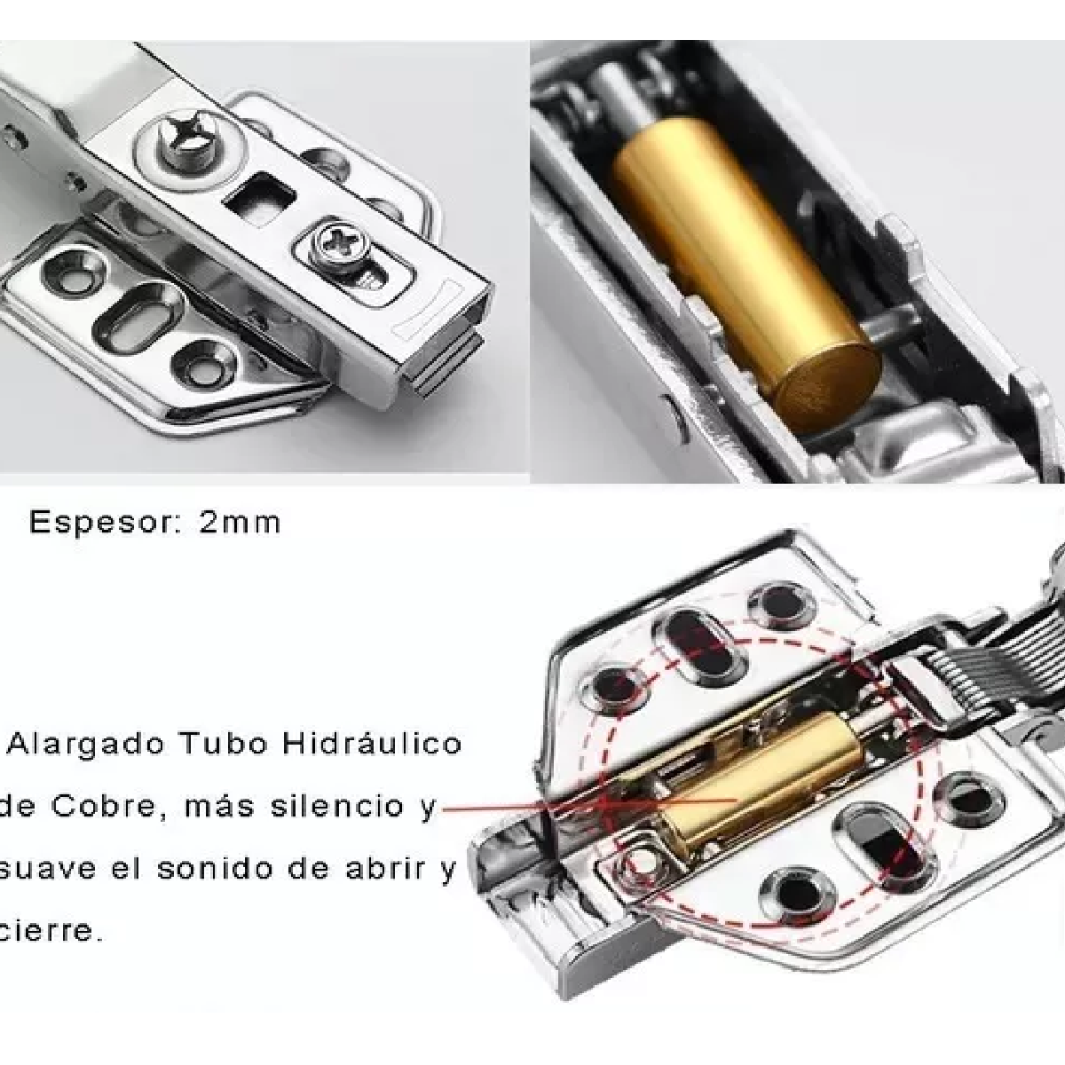 Juego 12 Bisagras Recta Cobertura Completa 6 Orificio Cierre Suave