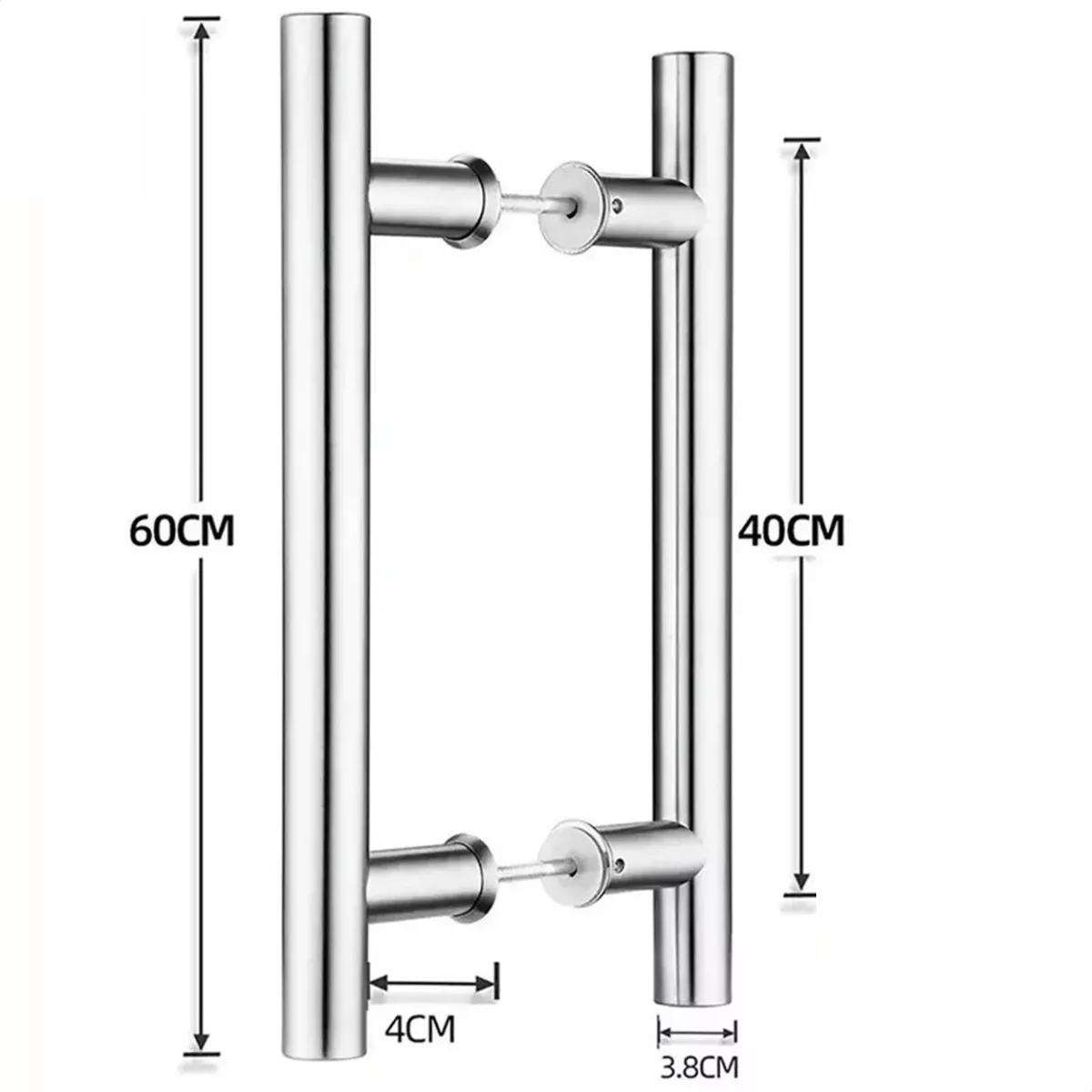 Jaladera Acero Inoxidable Tipo H Puerta Cristal,60cm, Satín