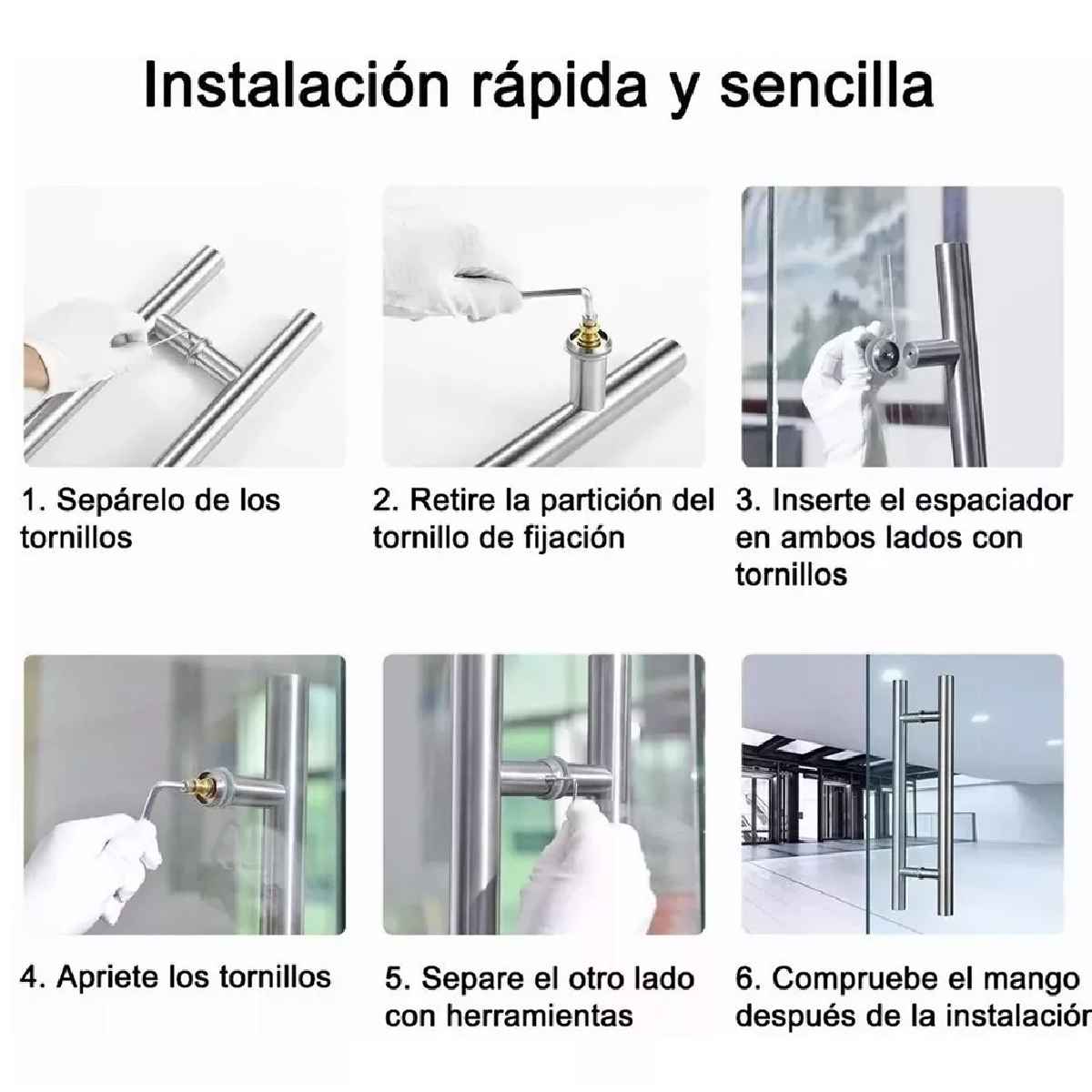 Jaladera Acero Inoxidable Tipo H Puerta Cristal,60cm, Satín