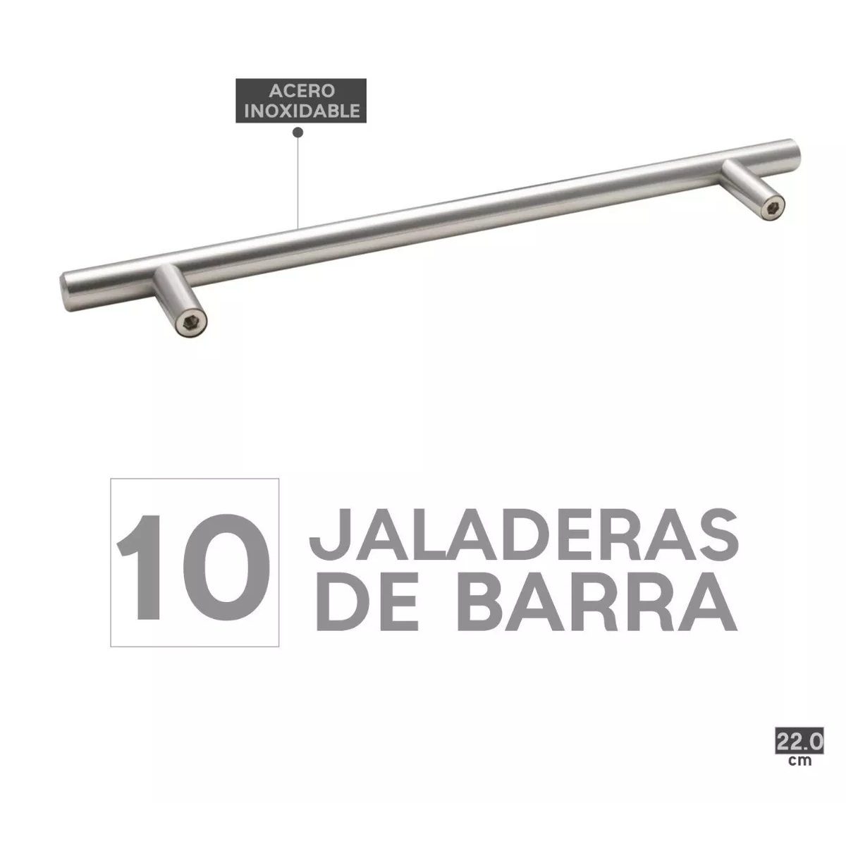 Juego Jaladera De Barra En Acero Inoxidable Hueca 22 Cm 10 Piezas