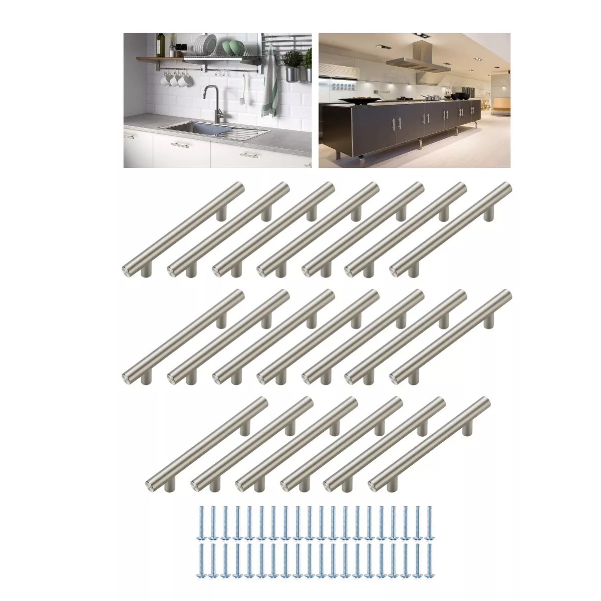 Set 20 Piezas Jaladera De Barra En Acero Inoxidable Hueca 15.6cm