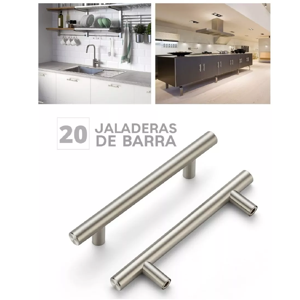 Set 20 Piezas Jaladera De Barra En Acero Inoxidable Hueca 15.6cm