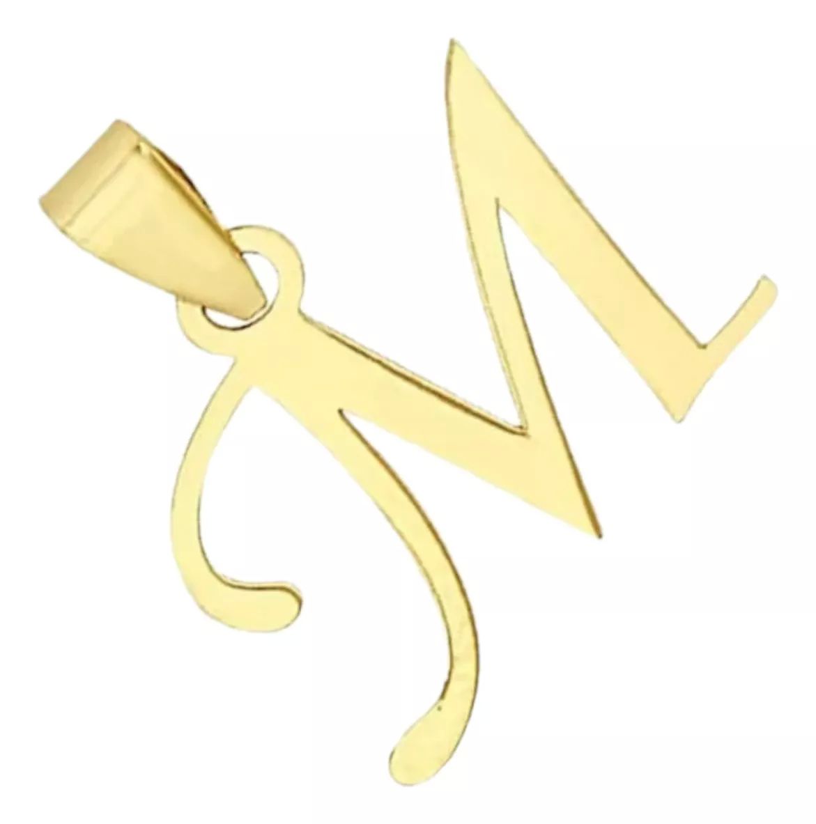 Juego Collar Letra M Lisa + Aretes Bola 10K. + Regalo