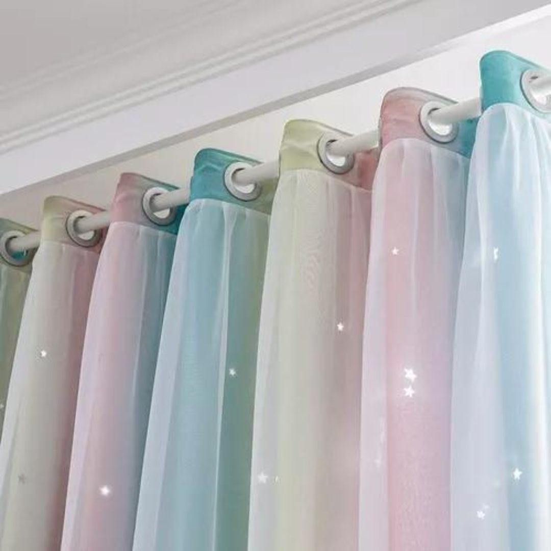 Cortinas de niña black out de estrellas (2 paneles)