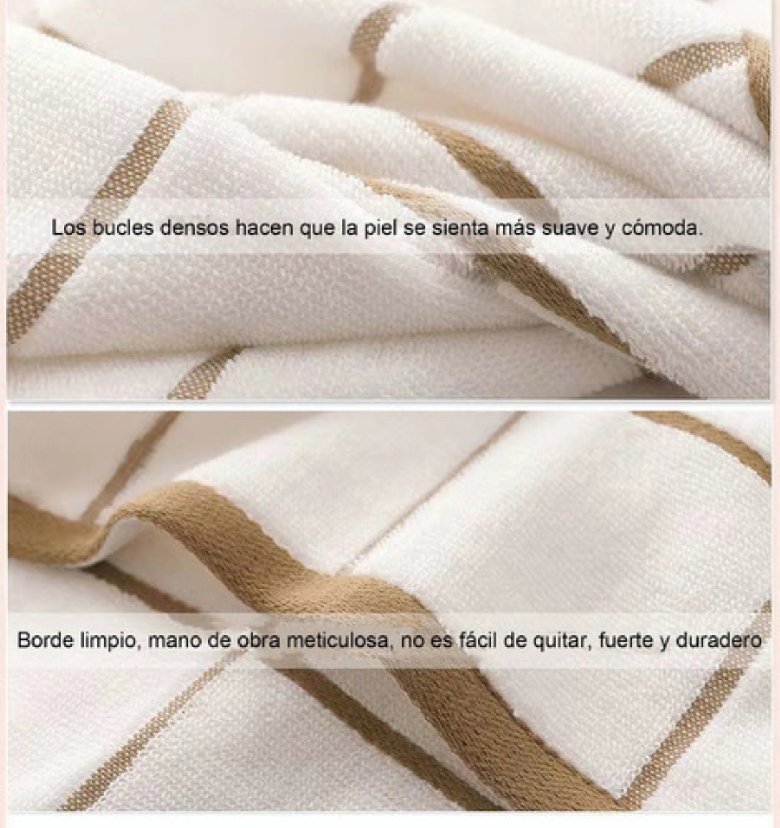 3 Piezas De Toallas Suaves De Algodón Puro Para El Baño Azu beige y cafe