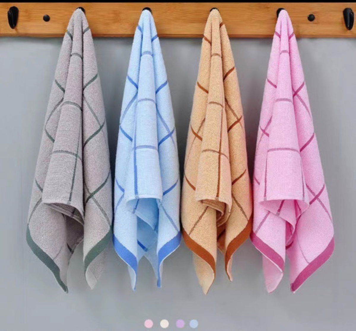 3 Piezas De Toallas Suaves De Algodón Puro Para El Baño Azu beige y cafe