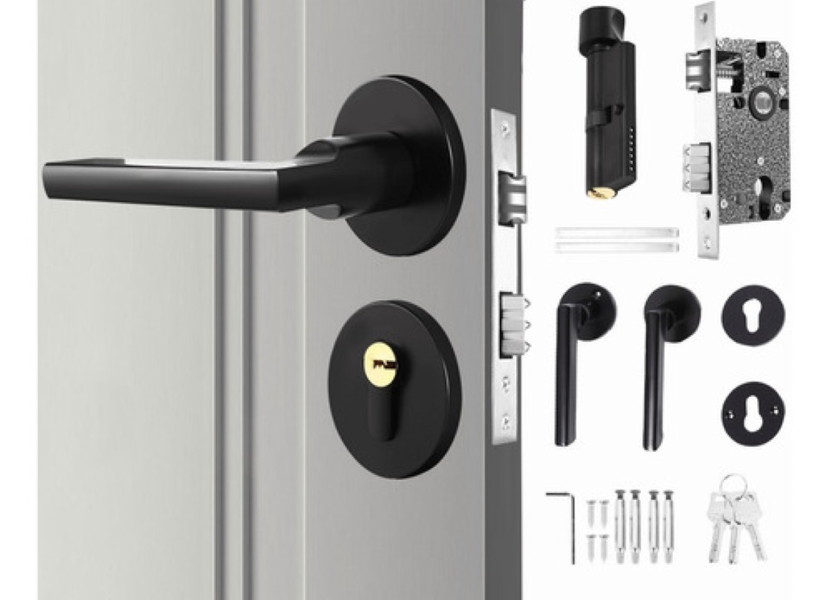 Cerradura Chapa Manija Negra Para Puerta 