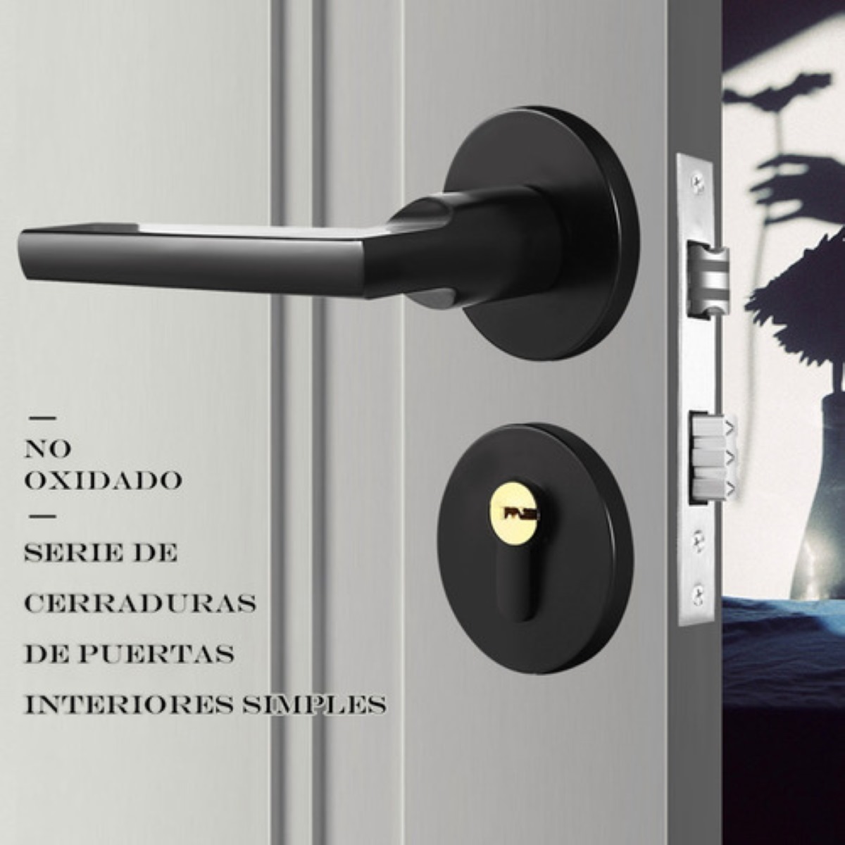 Cerradura Chapa Manija Negra Para Puerta 