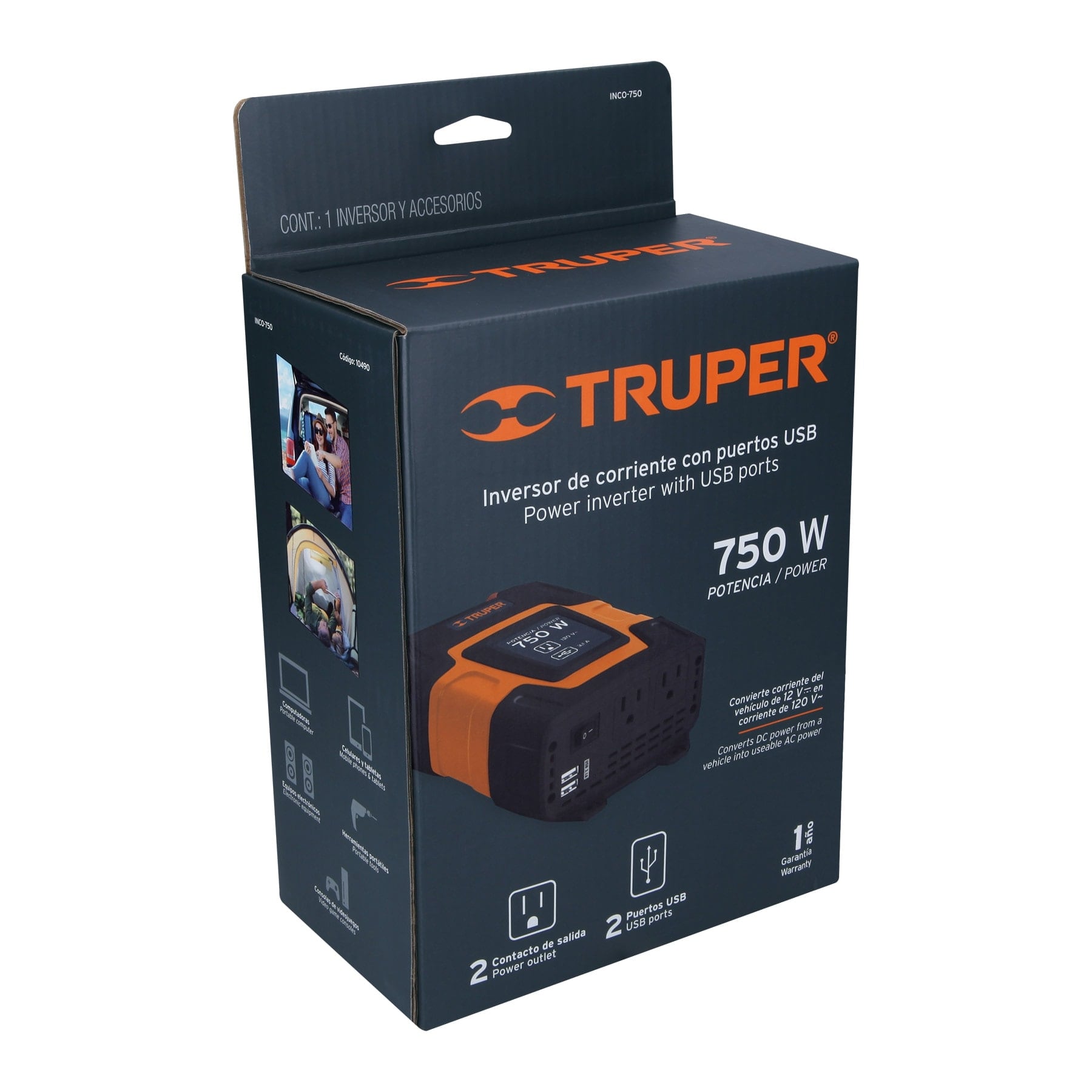 INVERSOR DE CORRIENTE DE 750 W, TRUPER 10490