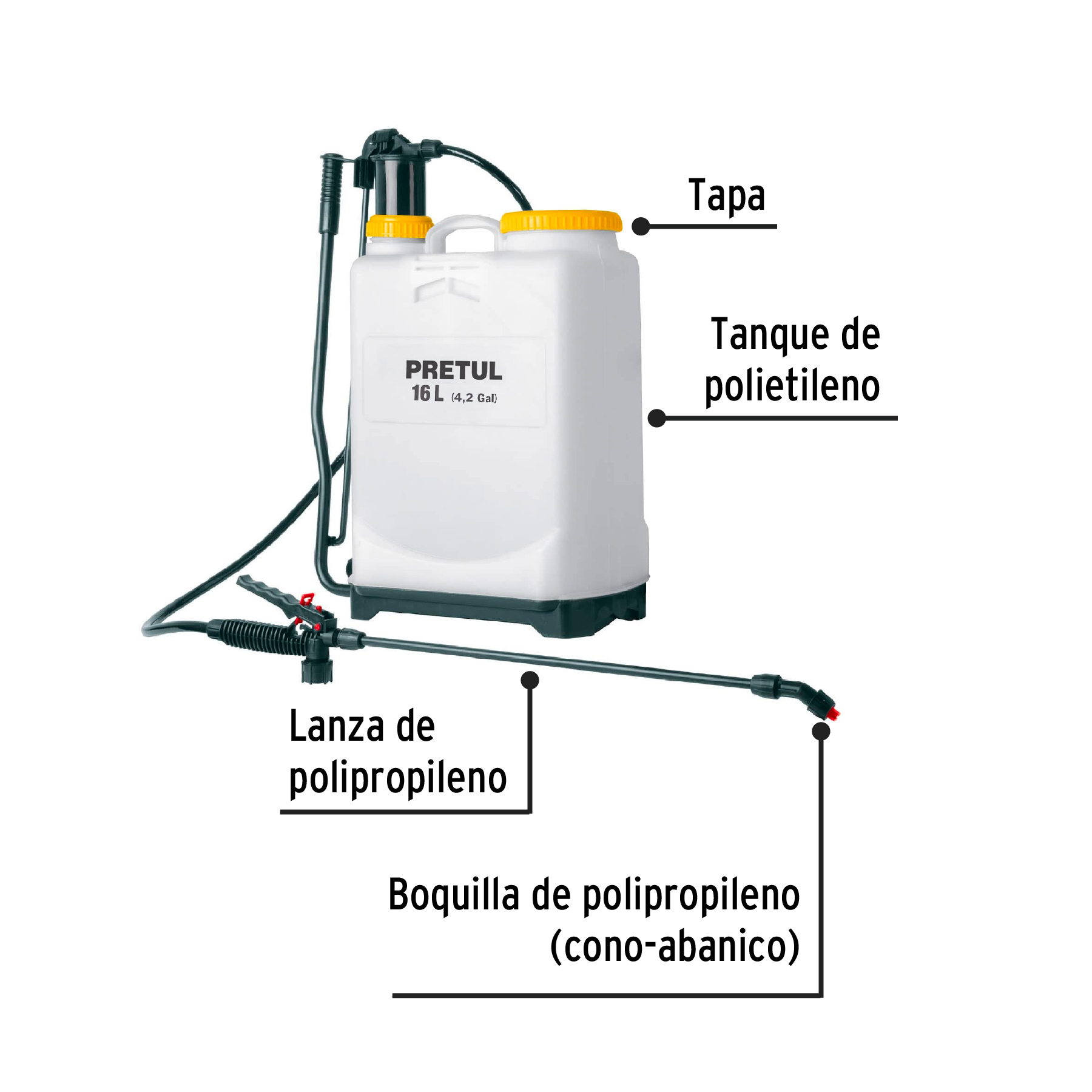 FUMIGADOR DE 16 L MANUAL DE MOCHILA, PRETUL