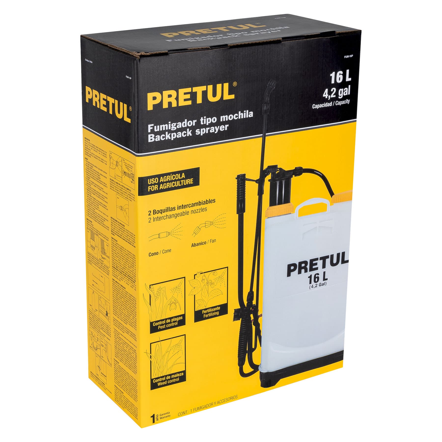 FUMIGADOR DE 16 L MANUAL DE MOCHILA, PRETUL