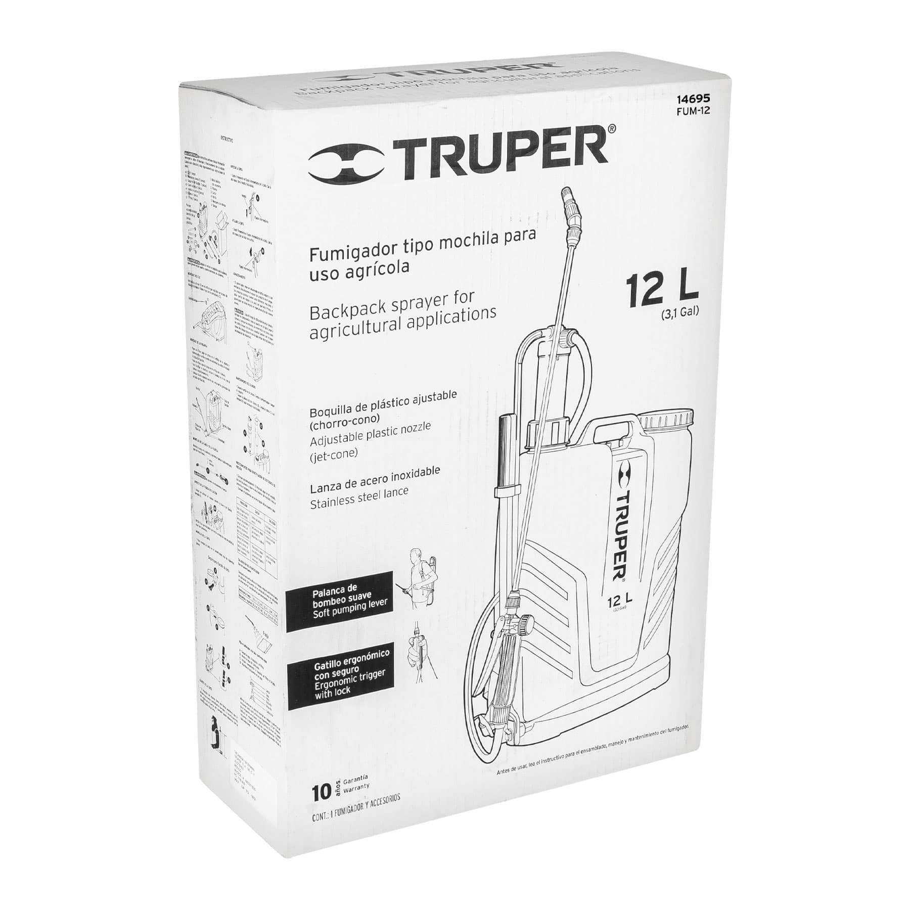 FUMIGADOR DE 12 L MANUAL DE MOCHILA, TRUPER 
