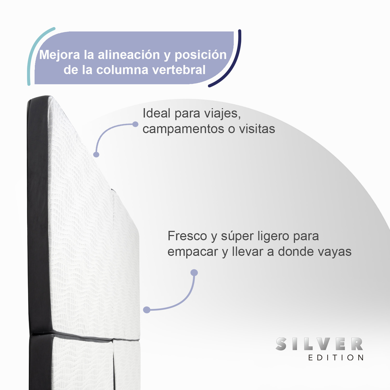 SILVER EDITION Colchón Matrimonial Plegable Colchón Para Visitas o Viajes Matrimonial Blanco con Gris Medidas 192 x 135 x 10 cm.