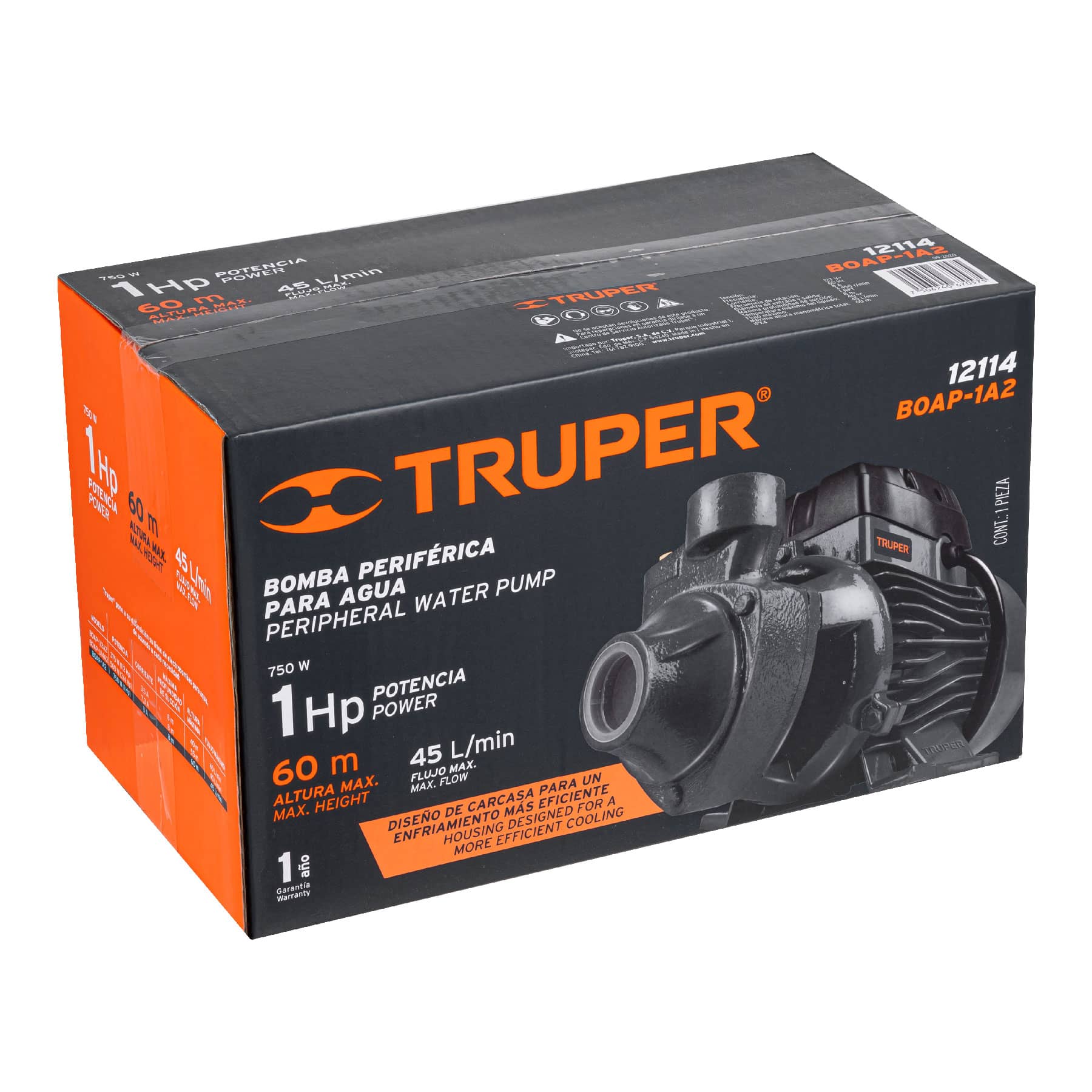 BOMBA PERIFÉRICA 1 HP, TRUPER 12114