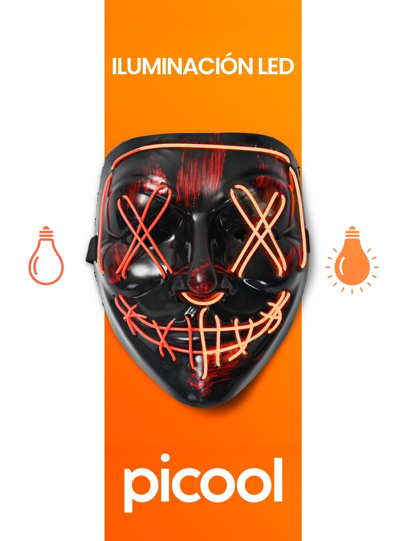 Mascara Luz Led La Purga Halloween The Purge Colores