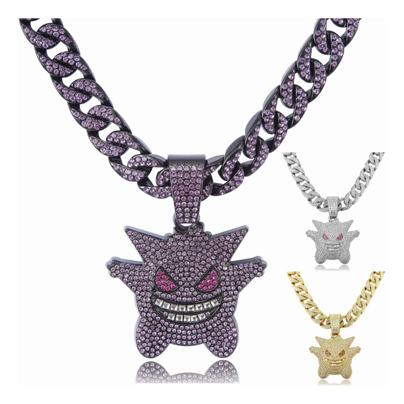 Colgante Cadena Cubana Gengar Con Collar Metal