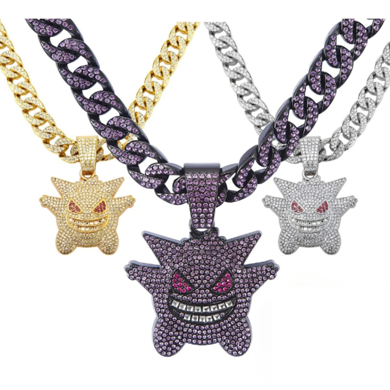 Colgante Cadena Cubana Gengar Con Collar Metal