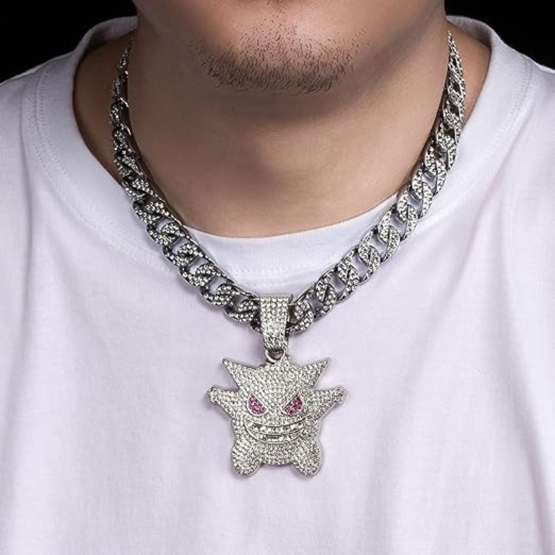 Colgante Cadena Cubana Gengar Con Collar Metal