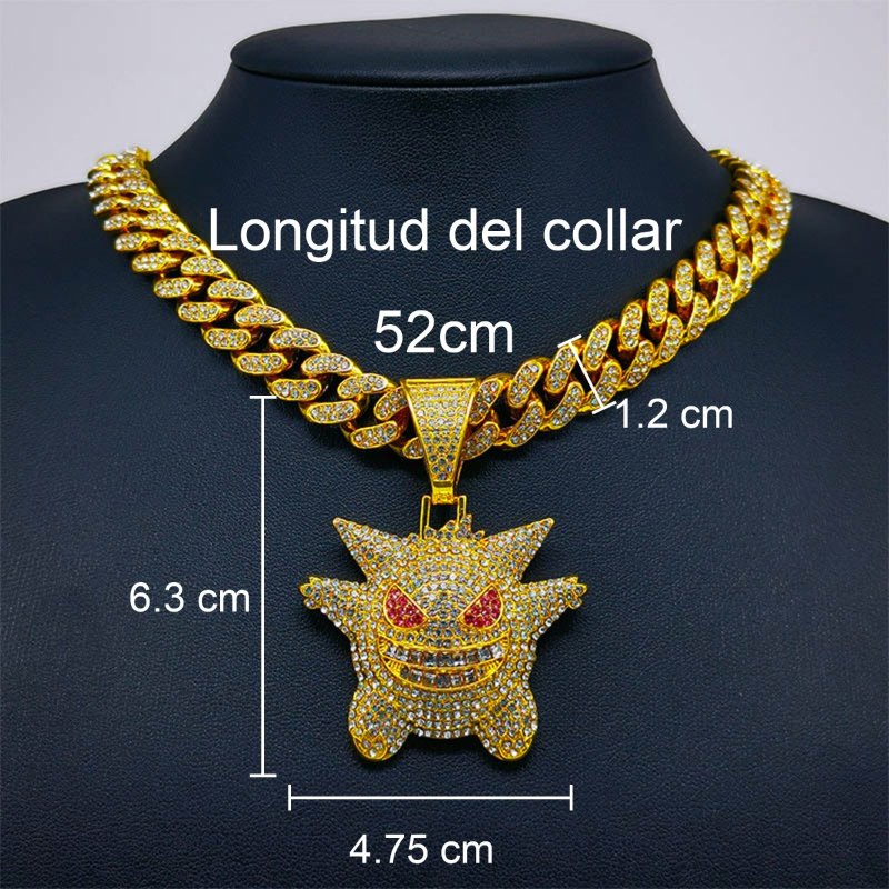 Colgante Cadena Cubana Gengar Con Collar Metal