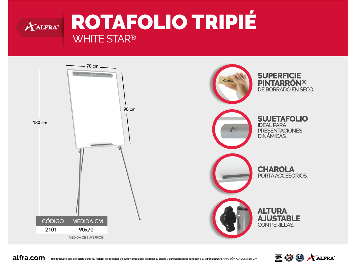 Rotafolio Tripié White Star Alfra 90x70 cm