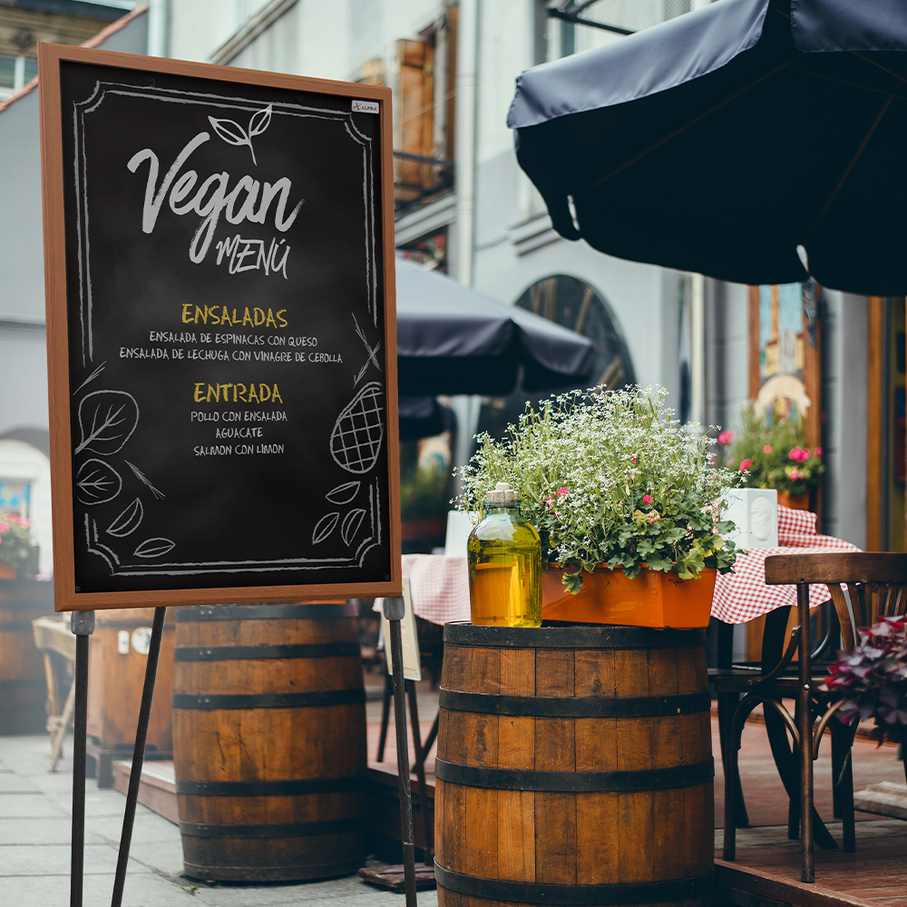 Rotafolio Pizarra Negro Marco De Madera Alfra 80x60 cm