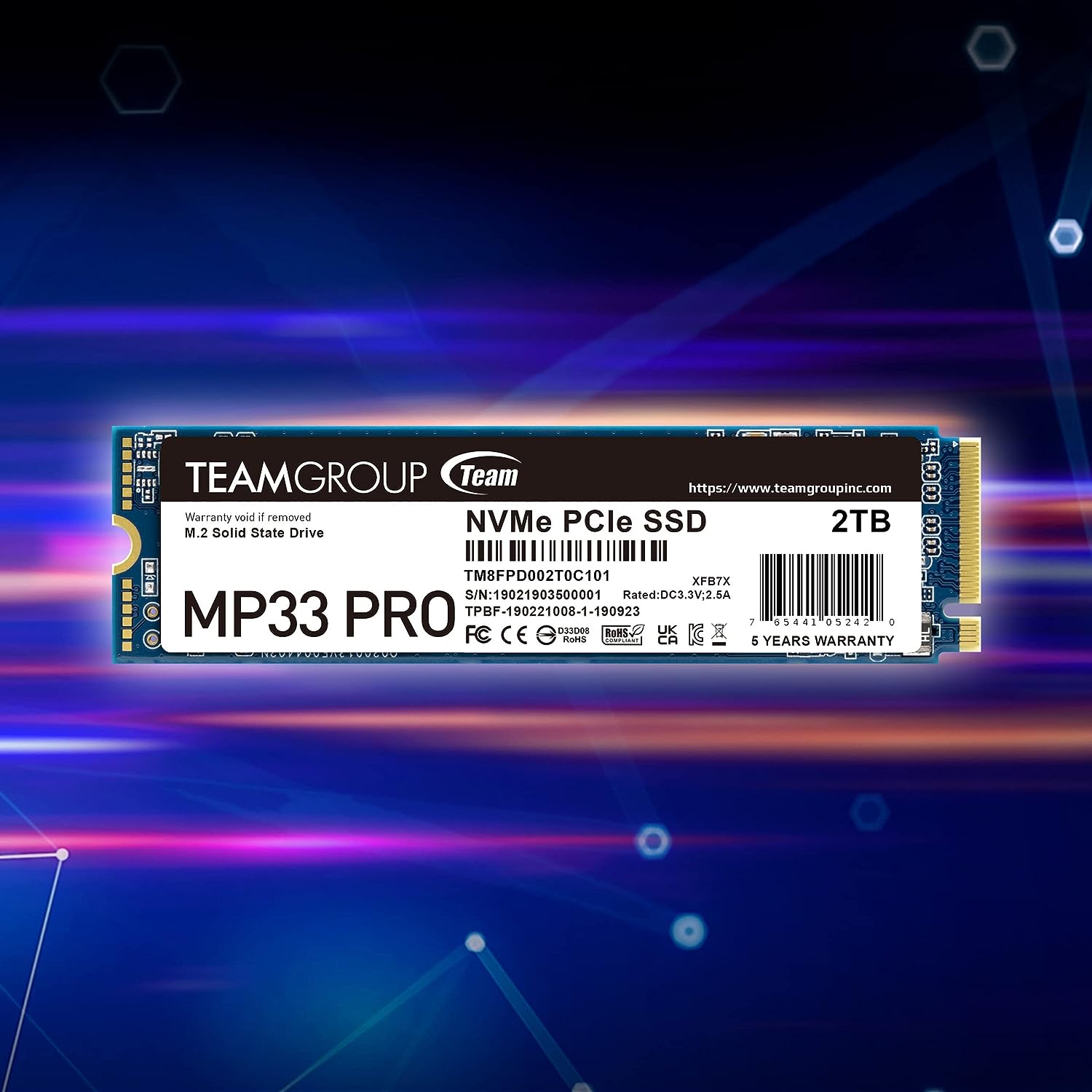 TEAMGROUP MP33 PRO 2TB M.2 PCIe 2280 NVMe 1.3 SSD interno, hasta 2100 MB/s Gen3x4 unidad de estado sólido