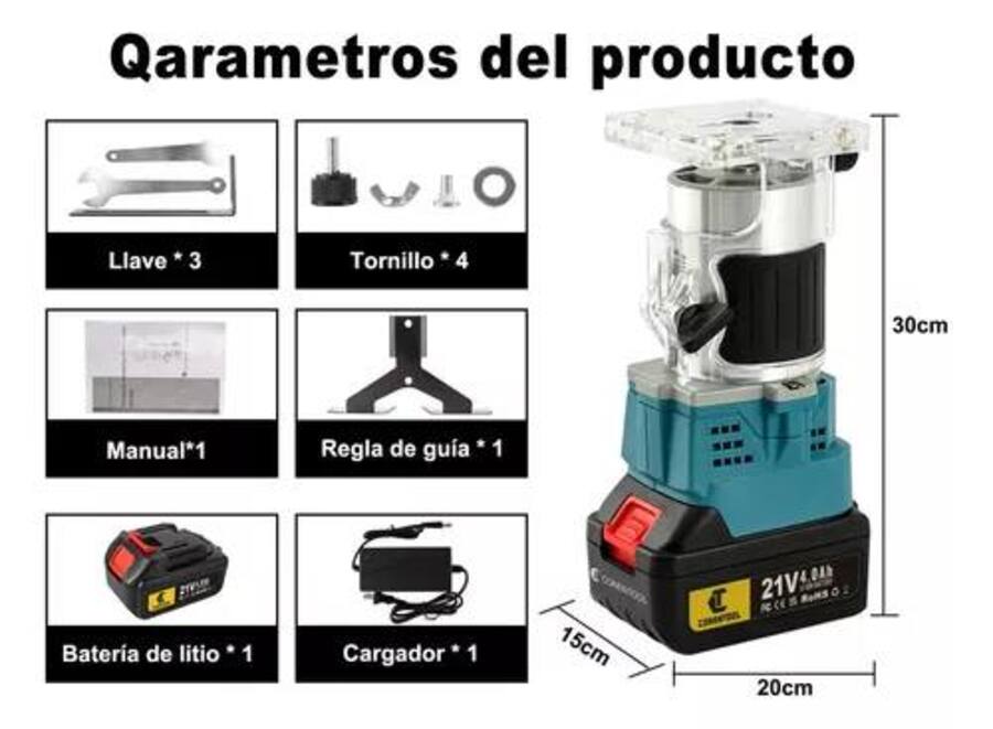 ROUTER INALÁMBRICO PARA MADERA 800W DOBLE BATERIA