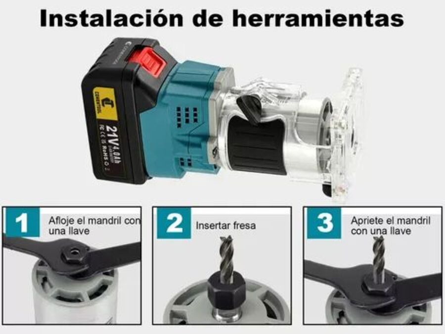 ROUTER INALÁMBRICO PARA MADERA 800W DOBLE BATERIA