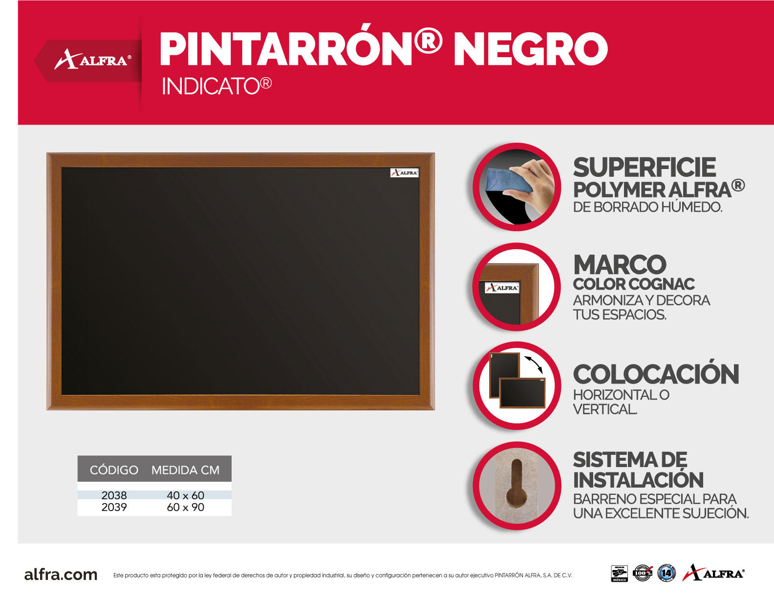 Pizarra Pintarrón Negro Indicato Plumón Tisa Alfra 80x120 cm