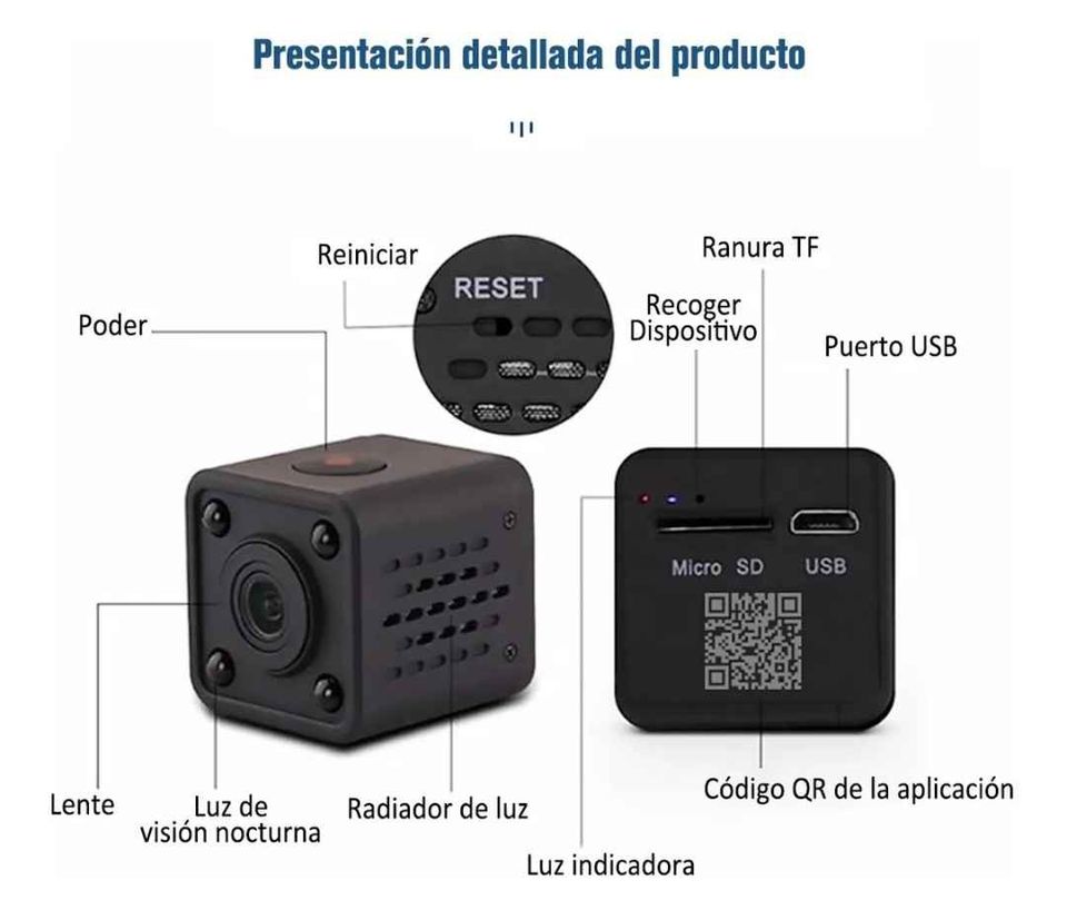 MINI CÁMARA DE SEGURIDAD WIFI HD 3 CM VISIÓN NOCTURNA MONITOREO EN TIEMPO REAL RECARGABLE