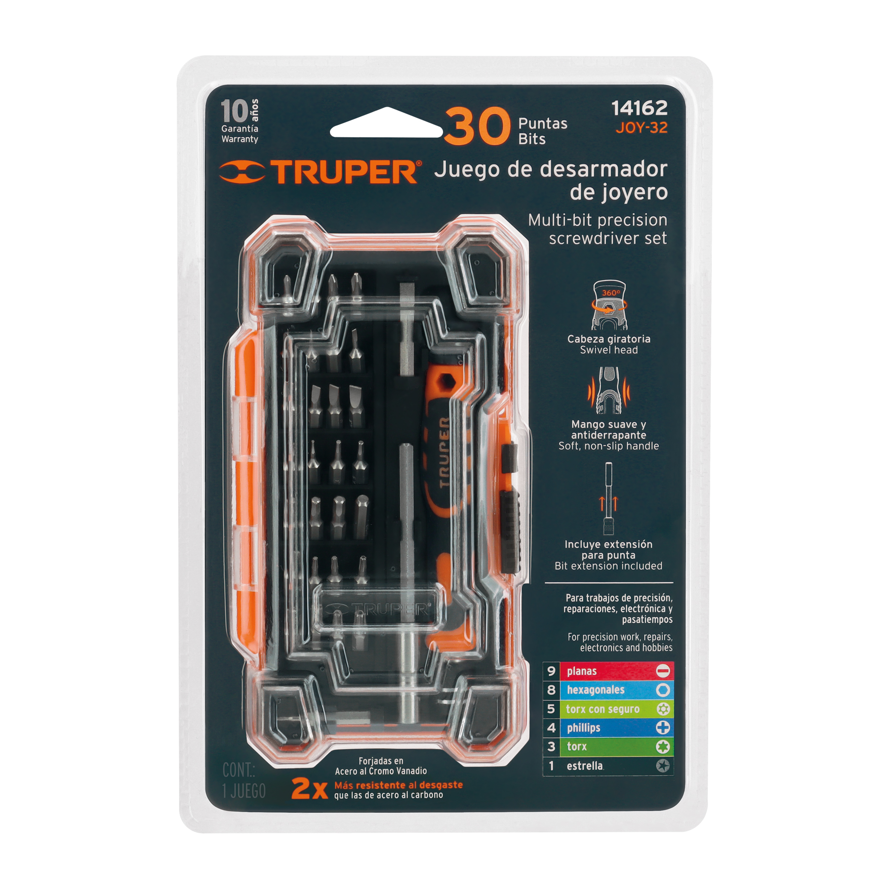 DESARMADOR DE PRECISIÓN CON 30 PUNTAS Y EXTENSIÓN TRUPER