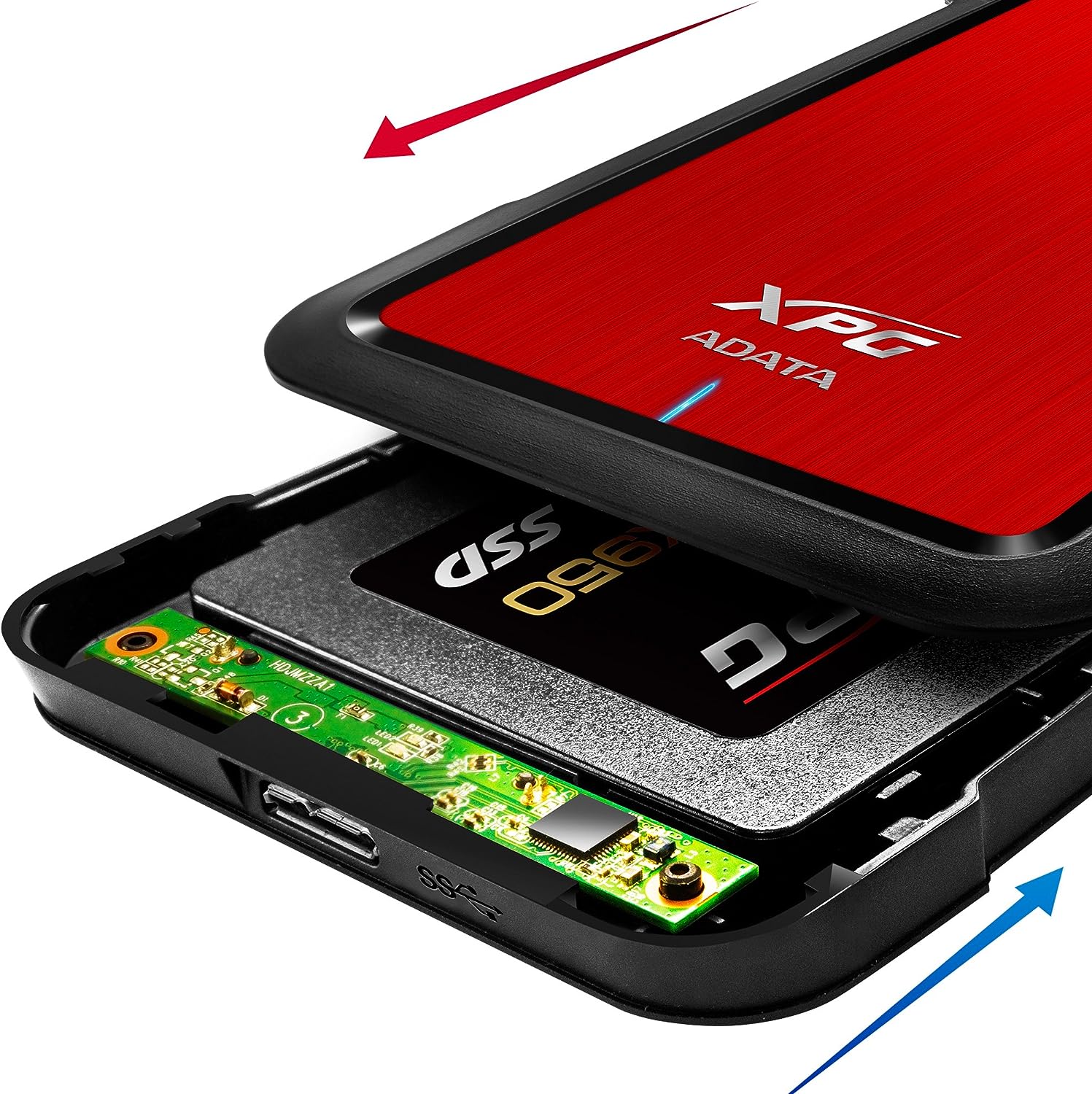 Adata AEX500U3-CRD Gabinete Externo EX500, 2.5", color Rojo