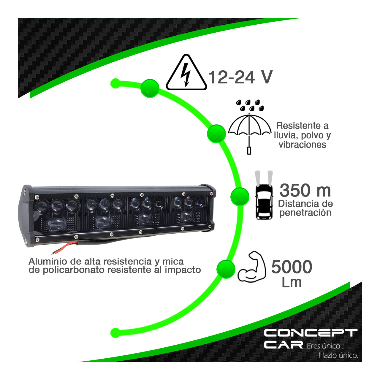 Barra Auxiliar 16 Hiper Led Lupa 12 Pulgada Jeep 4x4 12-24v