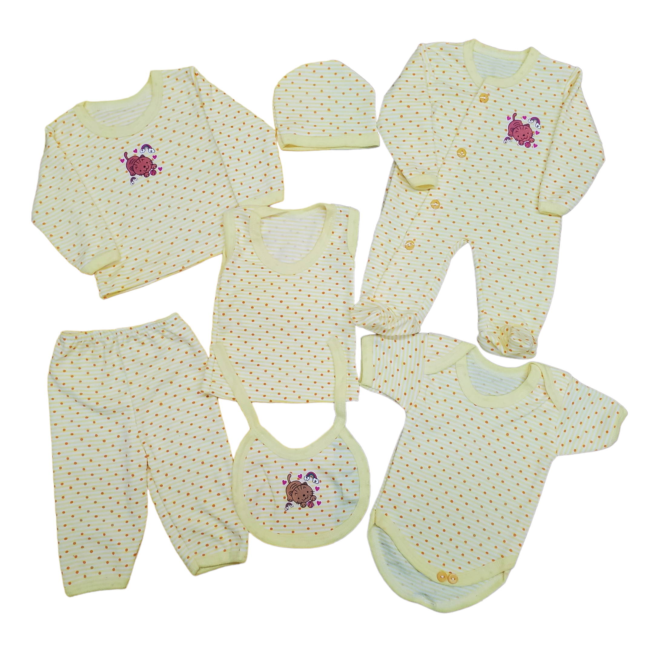 Conjunto De Bebé Con 7 Piezas De Algodón Puntos