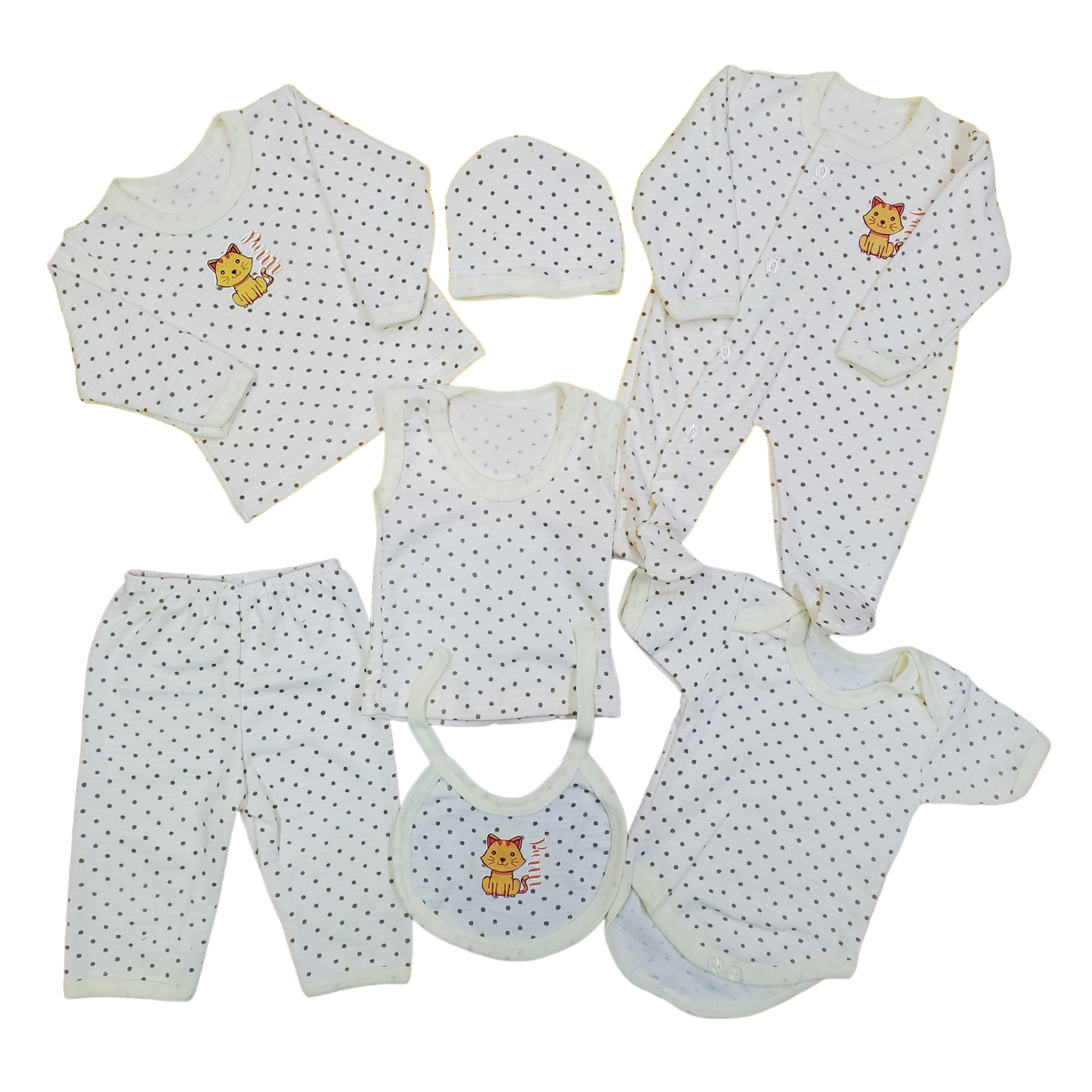 Conjunto De Bebé Con 7 Piezas De Algodón Puntos