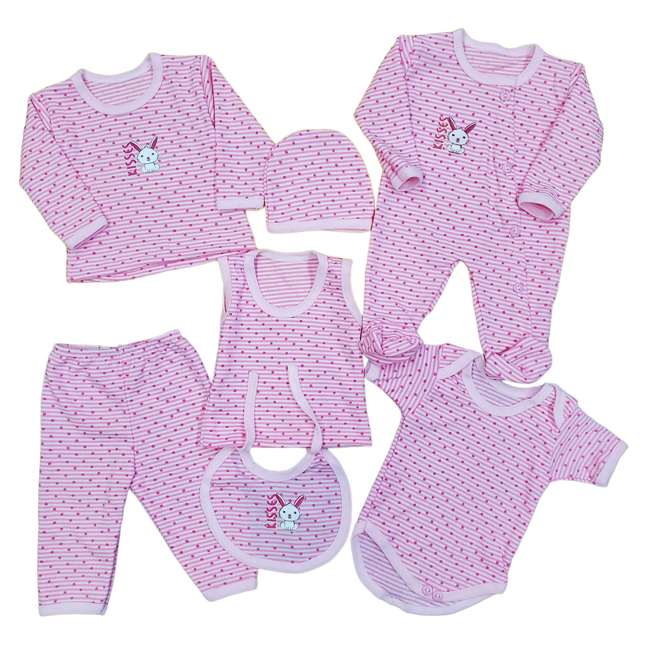 Conjunto De Bebé Con 7 Piezas De Algodón Puntos