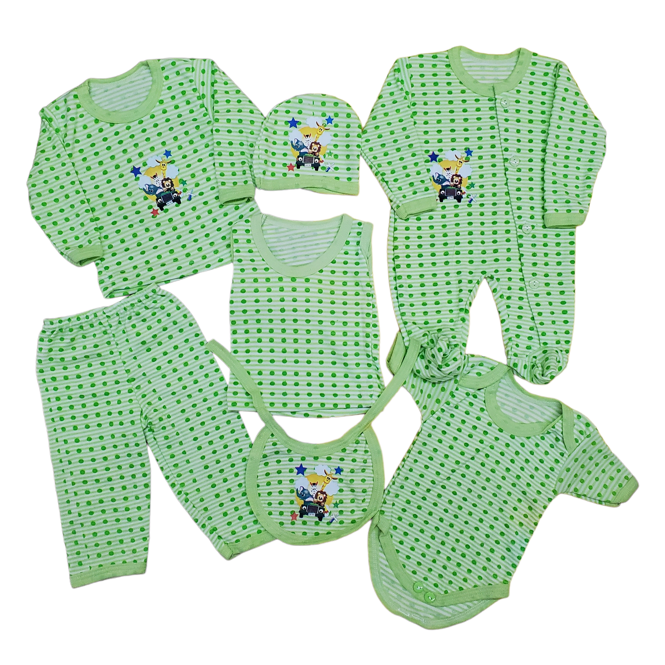 Conjunto De Bebé Con 7 Piezas De Algodón Puntos