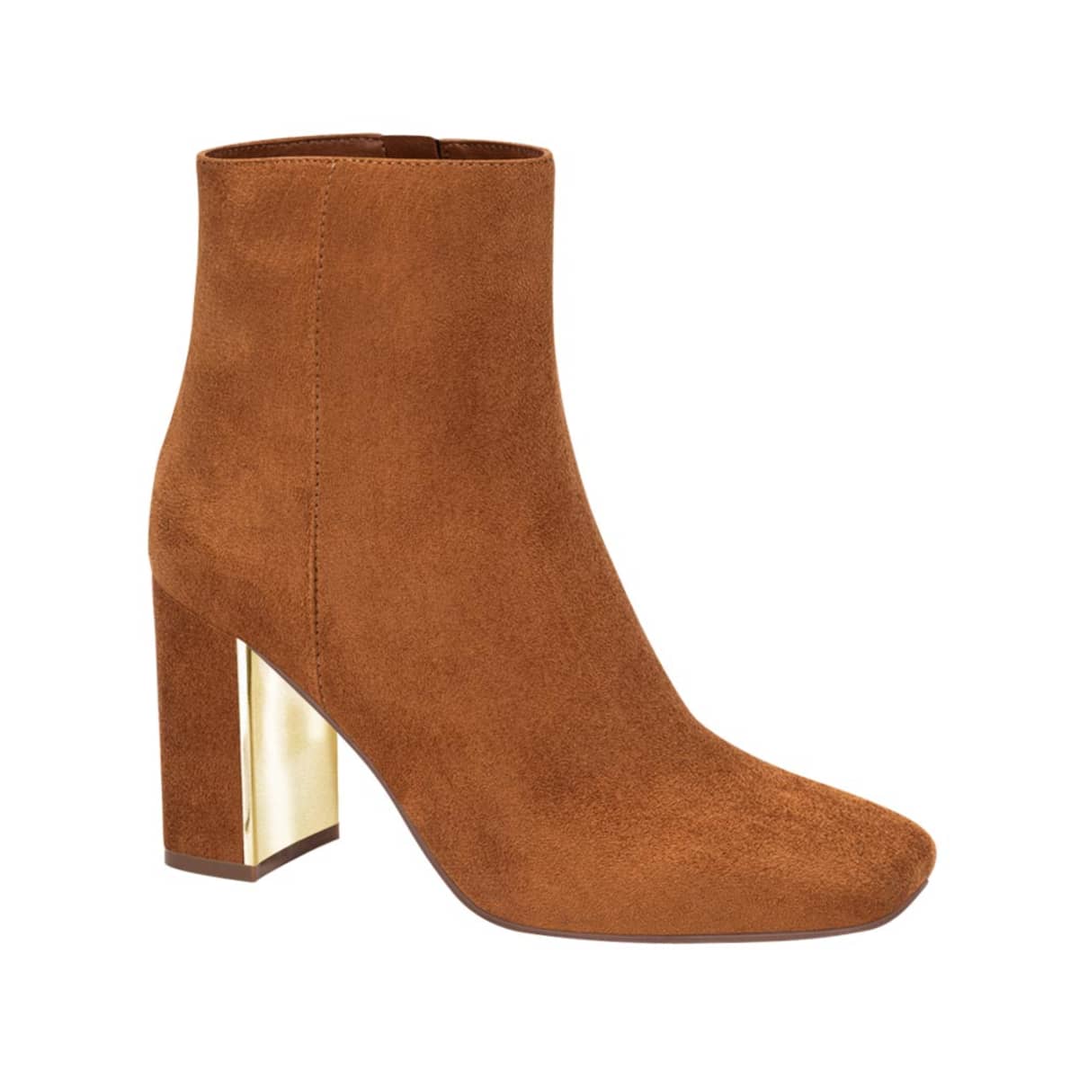 Botas de vestir de ante color camel marca Schatz, tacón medio y punta cuadrada, 1044113