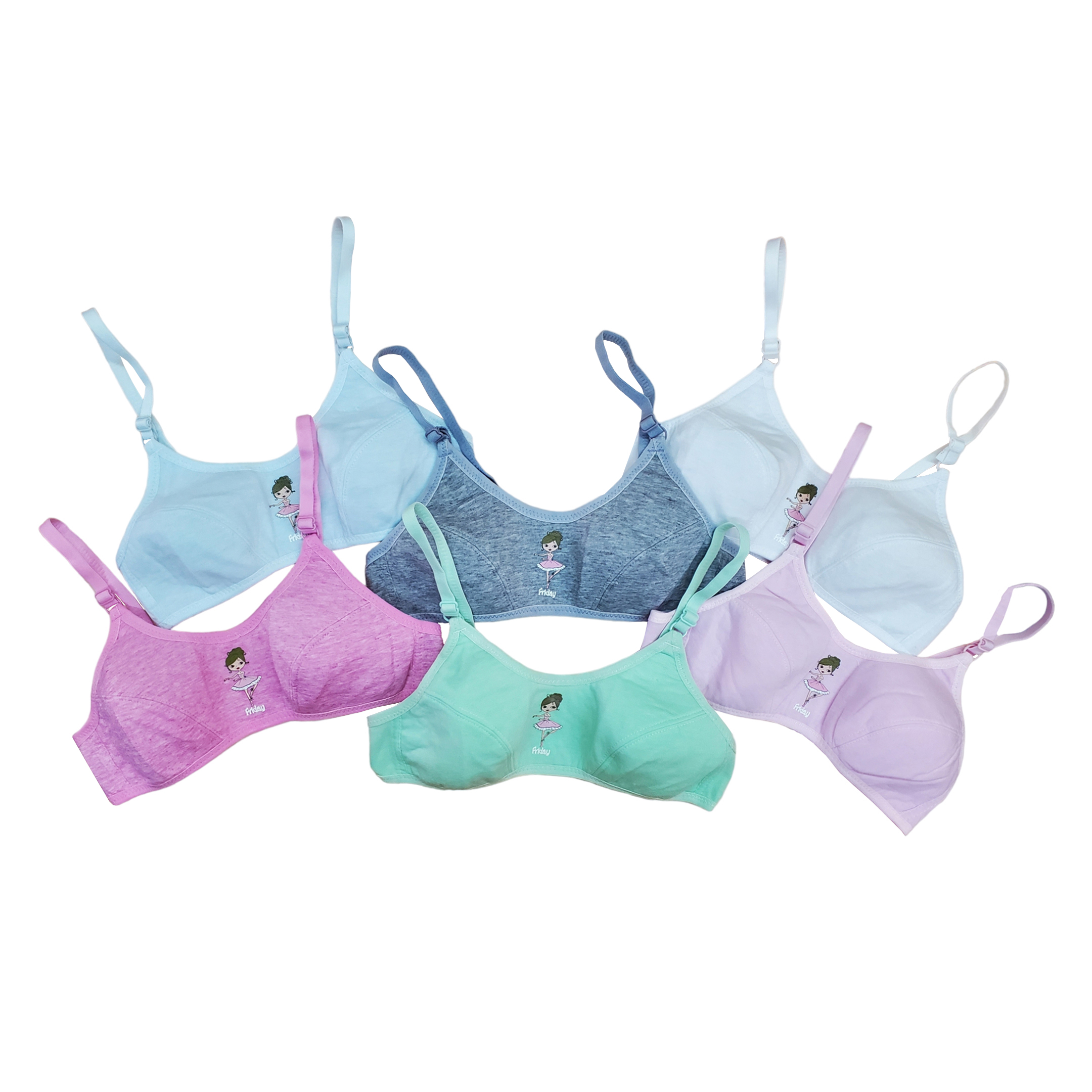 Mi Primer Brasier De Algodón Para Niña Adolescente 6pz